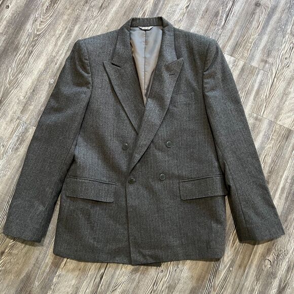 Yves Saint Laurent Paris Gray Wool Blazer Men’s 42 Double Breasted Made in Col - Picture 1 of 11